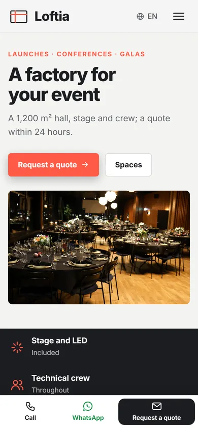 Loftia · Event Venue on a phone