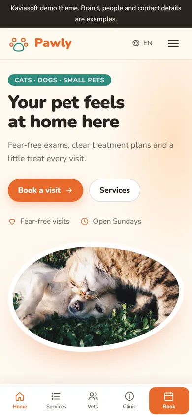 Pawly · Vet Clinic on a phone