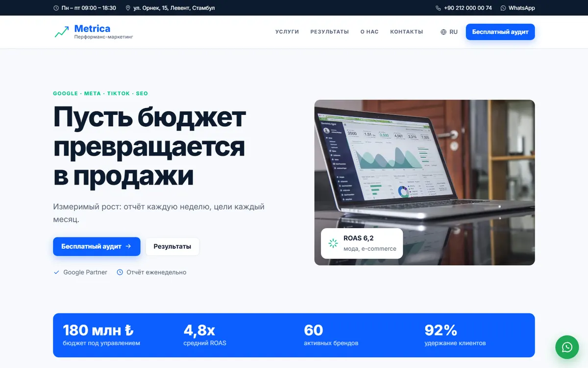 Metrica · Performance-маркетинг скриншот