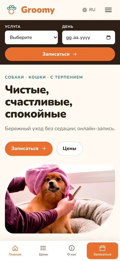 Groomy · Груминг на телефоне