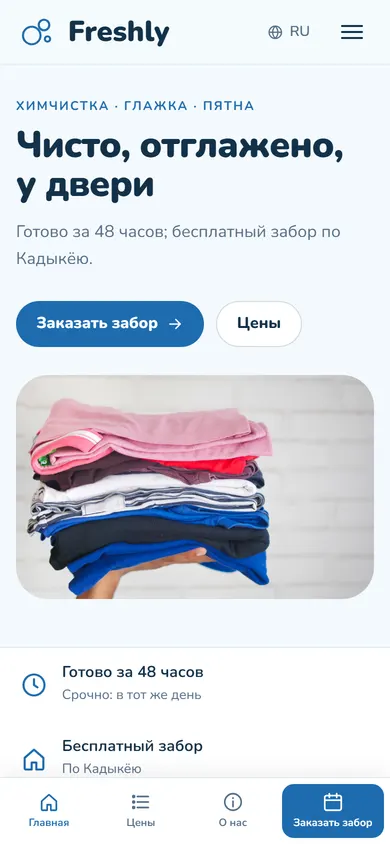 Freshly · Химчистка на телефоне