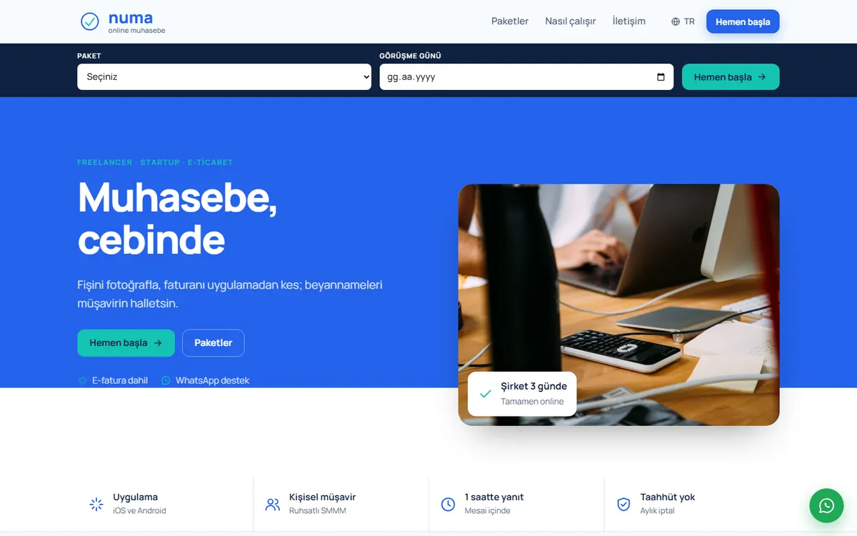Numa · Online Muhasebe ekran görüntüsü
