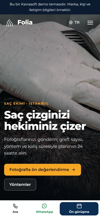 Folia · Saç Ekim Merkezi telefonda