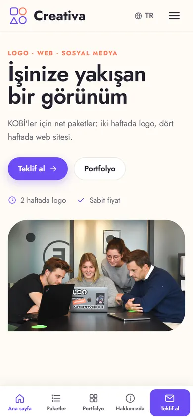 Creativa · Tasarım Ajansı telefonda