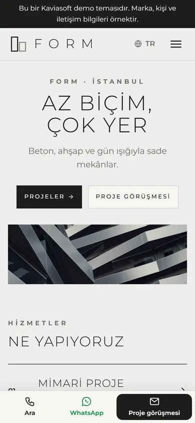 FORM · Minimal Mimarlık telefonda