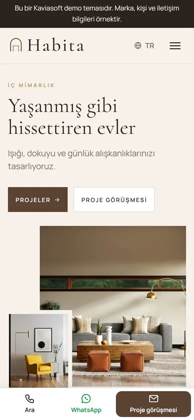Habita · İç Mimarlık telefonda