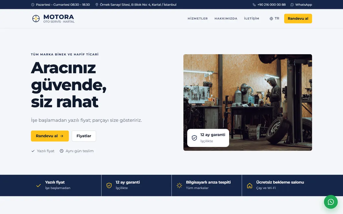 Motora · Oto Servis ekran görüntüsü