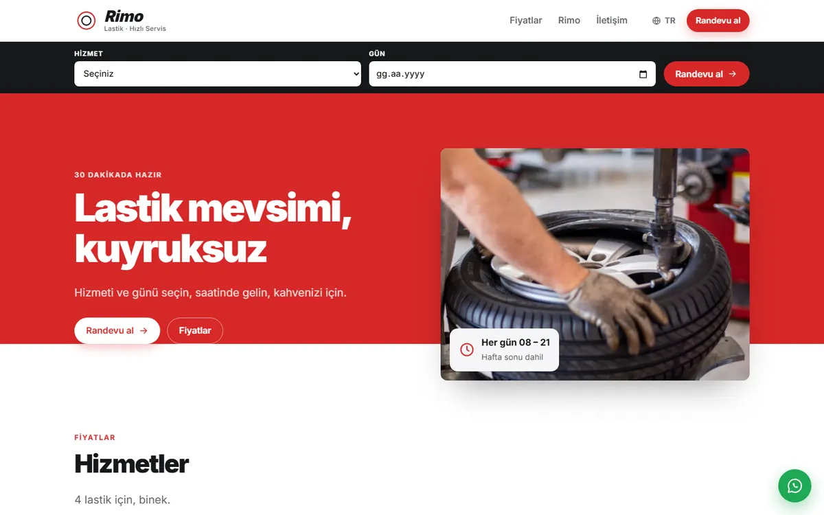 Rimo · Lastik ve Hızlı Servis ekran görüntüsü