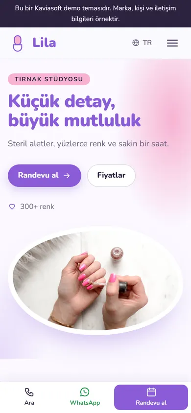 Lila · Tırnak Stüdyosu telefonda