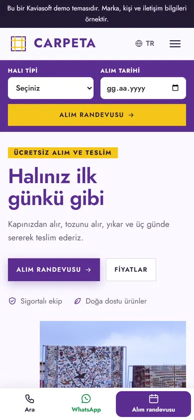 Carpeta · Halı Yıkama telefonda