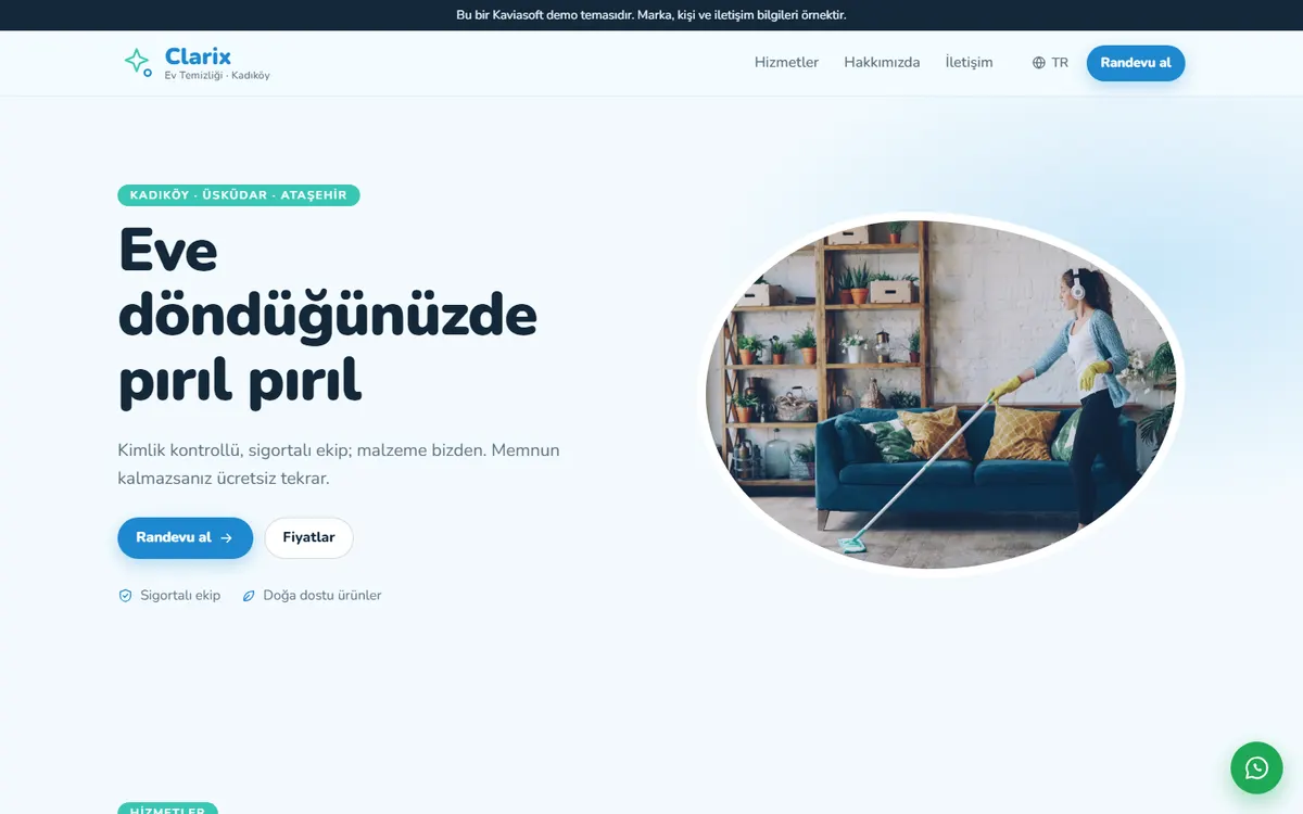 Clarix · Ev Temizliği ekran görüntüsü