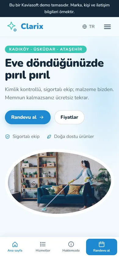 Clarix · Ev Temizliği telefonda