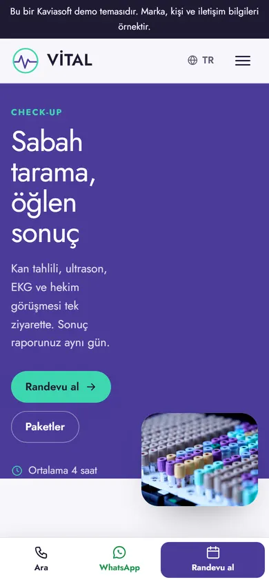Vital · Check-up Merkezi telefonda