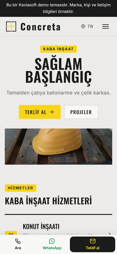 Concreta · Kaba İnşaat telefonda