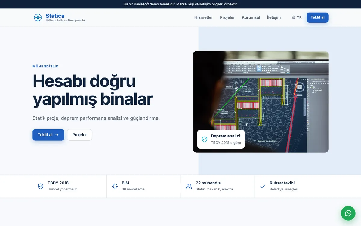Statica · Mühendislik Ofisi ekran görüntüsü