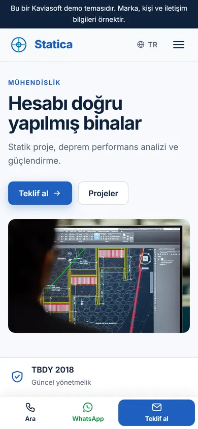 Statica · Mühendislik Ofisi telefonda