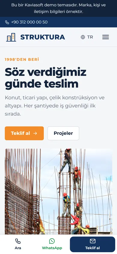 Struktura · Kurumsal İnşaat telefonda