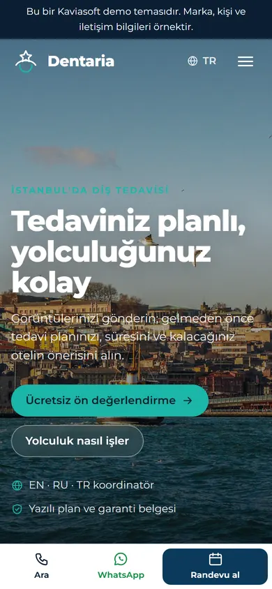 Dentaria · Diş Turizmi telefonda