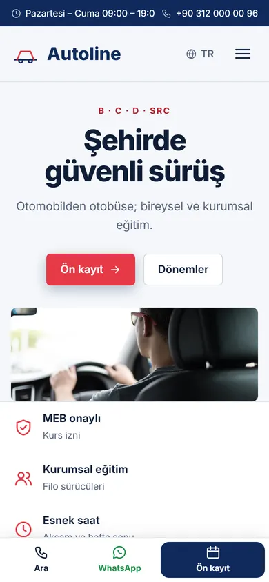 Autoline · Şehir Sürücü Kursu telefonda
