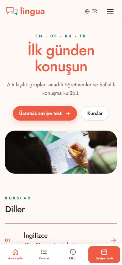 Lingua · Dil Okulu telefonda
