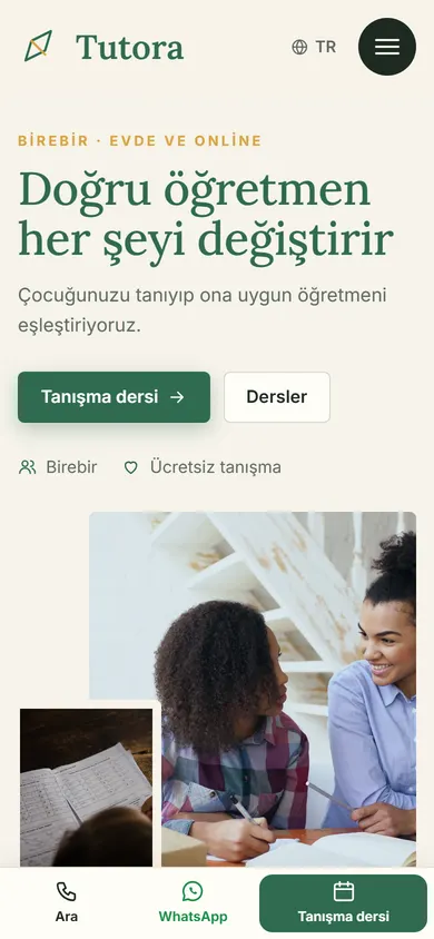 Tutora · Özel Ders telefonda