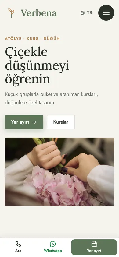 Verbena · Çiçek Atölyesi telefonda