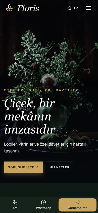 Floris · Lüks Çiçek Atölyesi telefonda