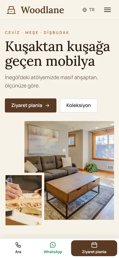 Woodlane · Masif Mobilya telefonda