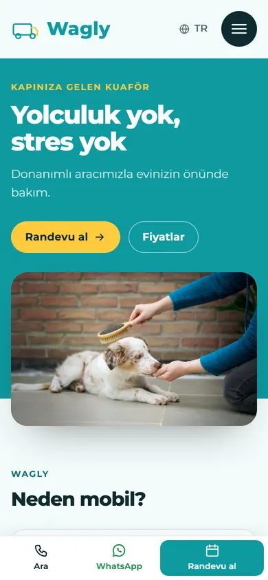 Wagly · Mobil Pet Kuaförü telefonda