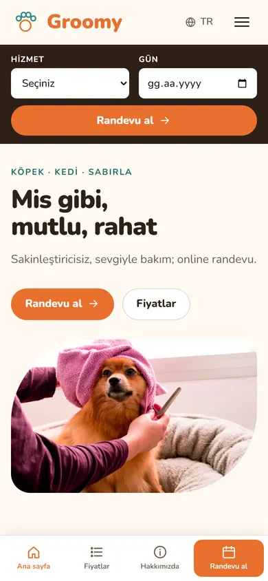 Groomy · Pet Kuaförü telefonda