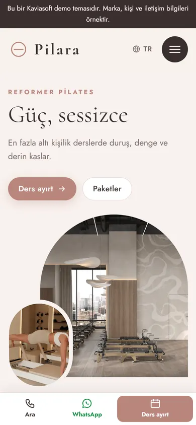 Pilara · Pilates Stüdyosu telefonda