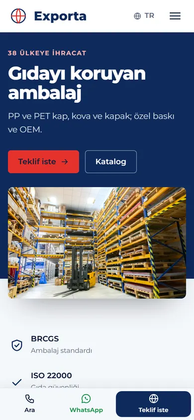 Exporta · İhracat Kataloğu telefonda