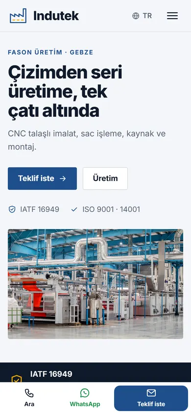 Indutek · Endüstriyel Üretim telefonda