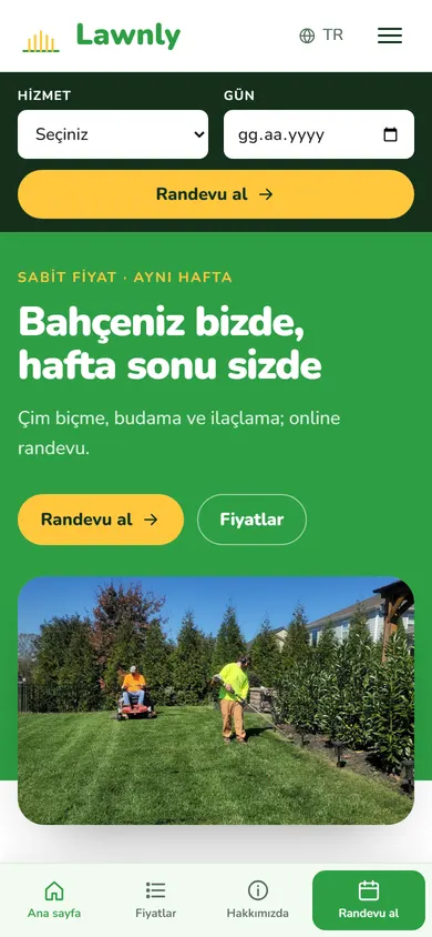 Lawnly · Bahçe Bakımı telefonda