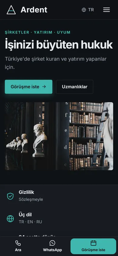Ardent · Kurumsal Hukuk telefonda