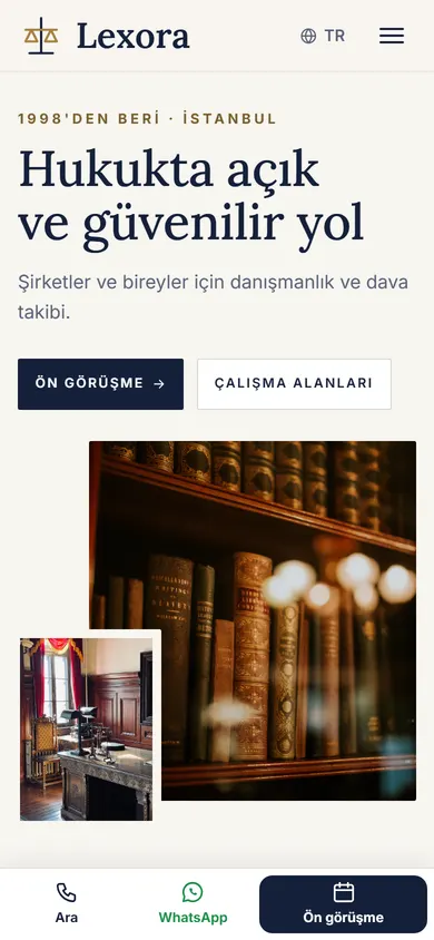 Lexora · Hukuk Bürosu telefonda