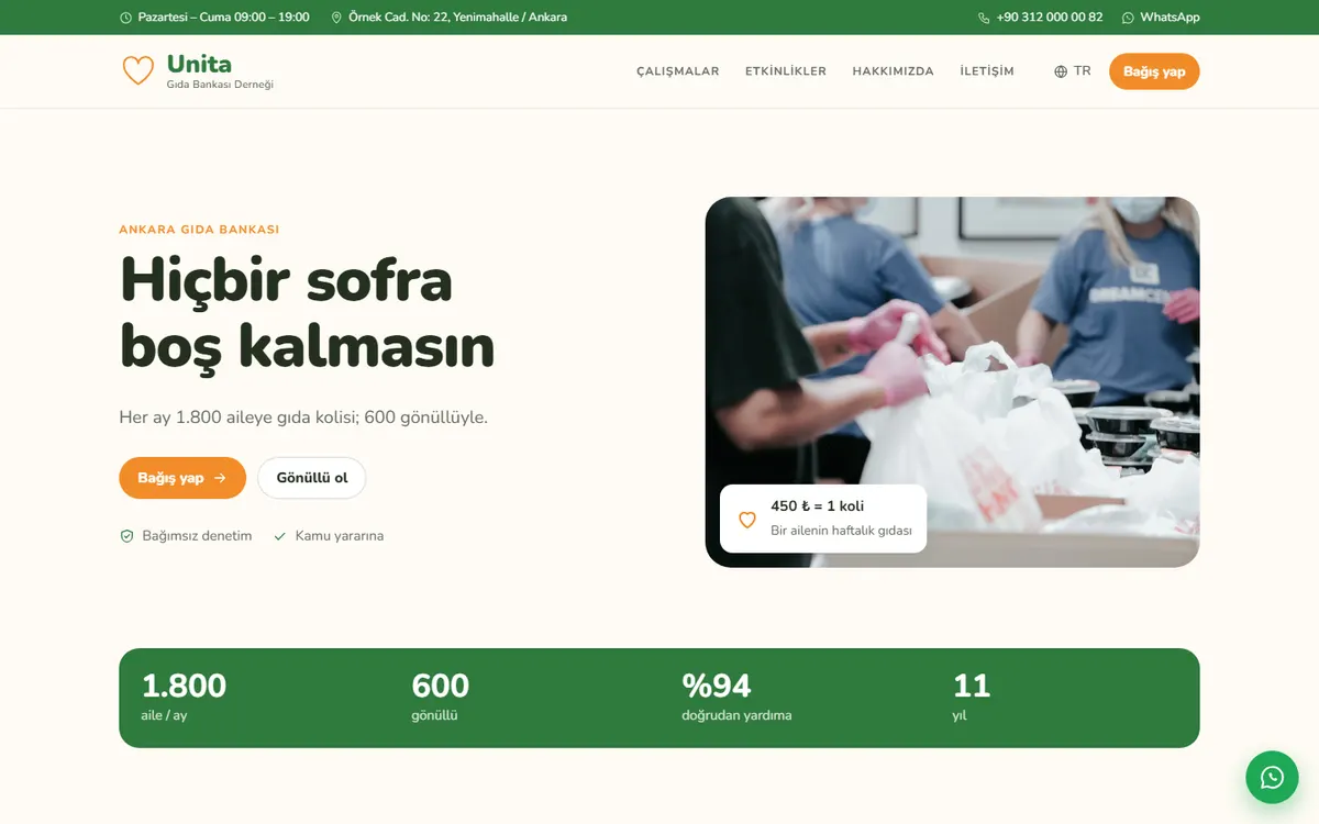 Unita · Yardım Derneği ekran görüntüsü