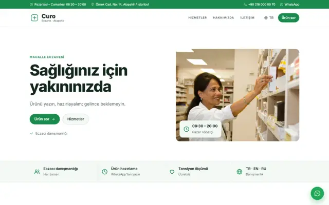Curo · Eczane ekran görüntüsü
