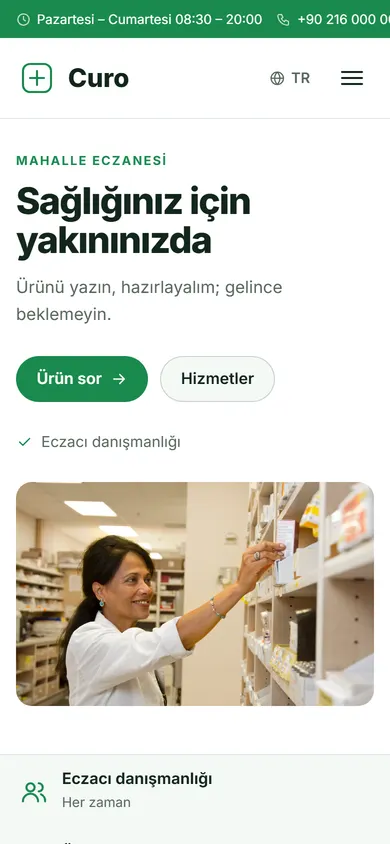 Curo · Eczane telefonda