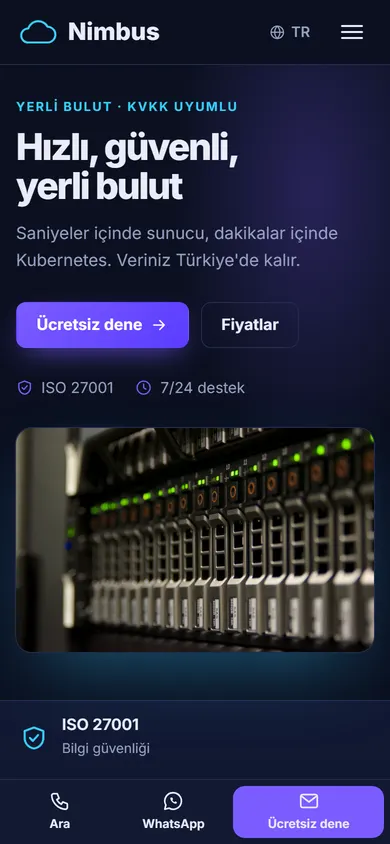 Nimbus · Bulut ve Barındırma telefonda