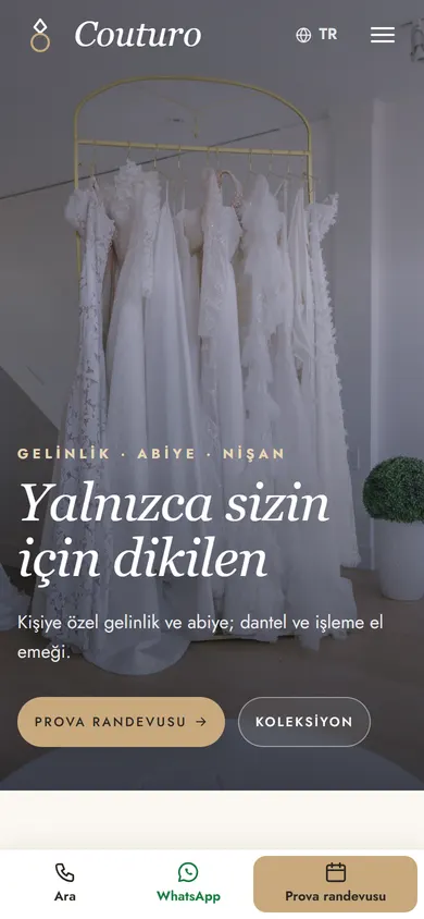 Couturo · Gelinlik ve Abiye telefonda