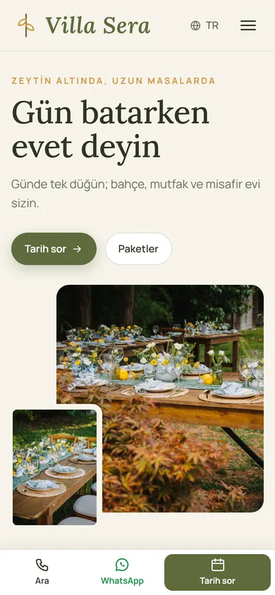 Villa Sera · Bahçe Düğünü telefonda