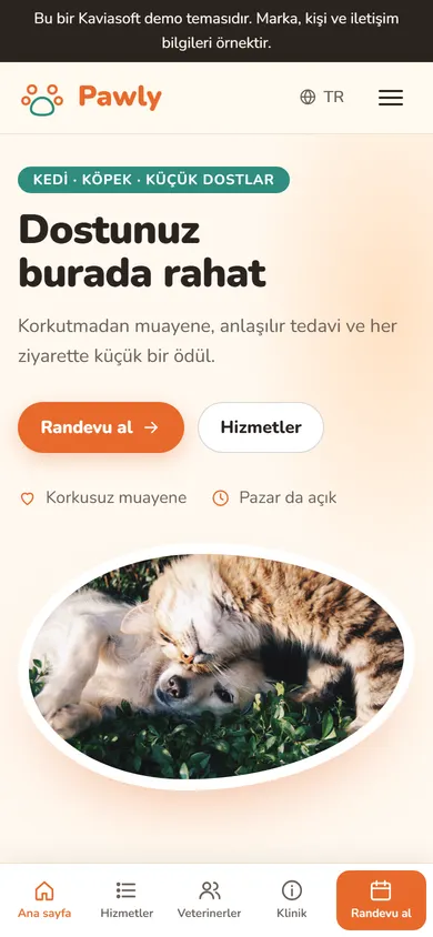 Pawly · Veteriner Kliniği telefonda