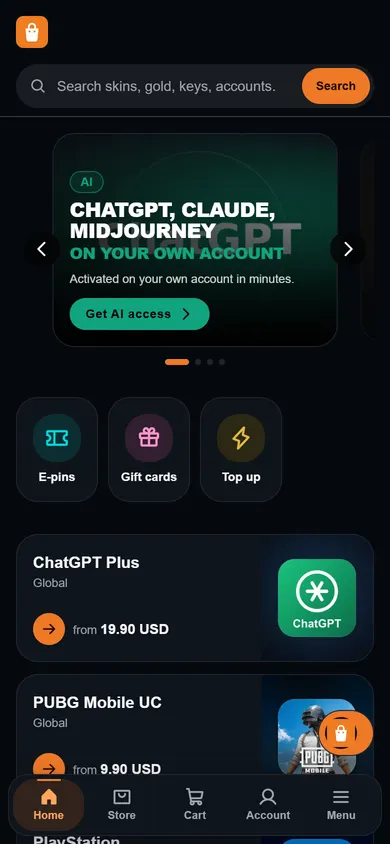 Demo store home page in theme V2 on a phone