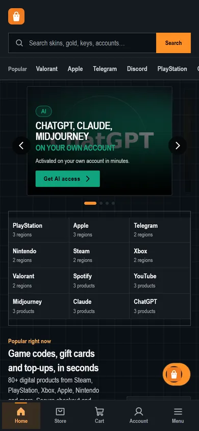 Demo store home page in theme V3 on a phone