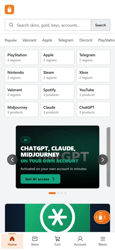 Demo store home page in theme V4 on a phone