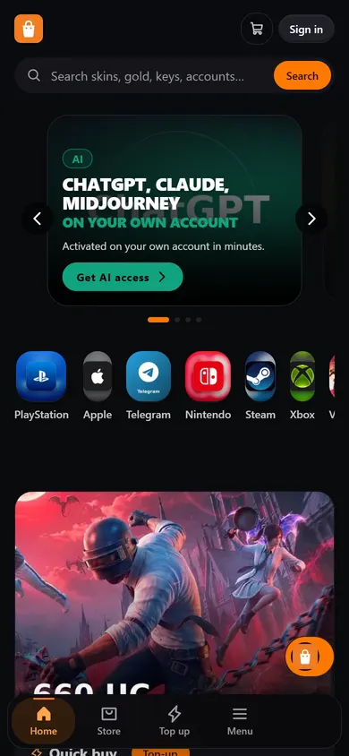 Demo store home page in theme V9 on a phone